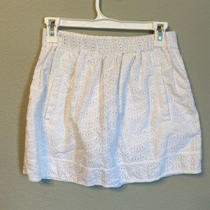 J Crew Eyelet mini skirt with pockets